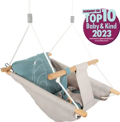 Immagine prodotto di Piccolo lettino Foot Houten Babyschommel Zeekust - Altalena con imbracatura a 3 punti e bordi arrotondati, a partire da 6 mesi