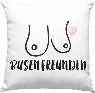 Produktbild von Trendation - Busenfreundin Deko-Kissen mit Füllung 40x40 Geschenk Beste Freundin Geburtstag Lustig Freundinnen Spruch Becher (Blau)