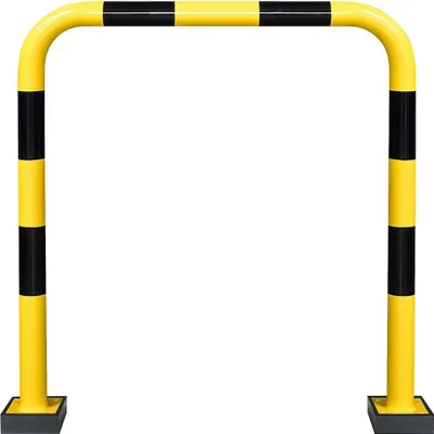 Produktbild von PROREGAL Rammschutz-Bügel Swing mit PolyurethanFederelement | HxB 124x100cm | Rohr-Ø 7,6cm | Kunststoffbeschichteter Stahl | Schwarz-Gelb