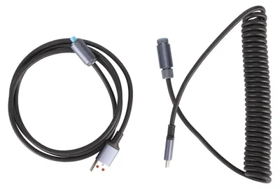 Image de Câble clavier USB vers Type-C, longueur maximale 3 m, connecteur aviation à 4 broches, câble spiralé à verrouillage automatique pour extension, destiné au gaming