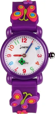 Image de Montre pour enfants, montre-bracelet pour enfants garçons et filles, montre à quartz analogique étanche, montre 3D Cute Cartoon, montre numérique pour enfants, montres Teaching poignet avec bracelet en silicone(Violet Papillon )