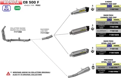 Image de Tube intermédiaire ARROW Racing pour Honda CB500F 2019- , sans catalyseur