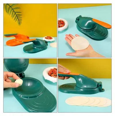 Produktbild von Teigtaschenpresse aus Kunststoff in Grün – Einfach zu Handhaben, Verschiedene Größen für Teigtaschen und Knödel in der Küche