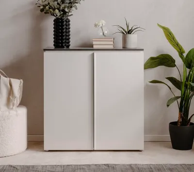 Produktbild von Kommode Brest | Matera / Weiß Hochglanz | 88,5 x 92 cm x 40 cm