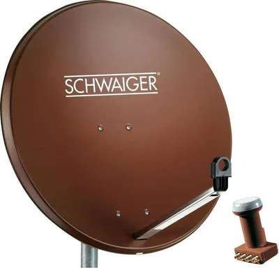 Produktbild von SCHWAIGER SAT Anlage 80 cm 4 Teilnehmer Quad-LNB (mit Switch) Ziegel-Rot (SPI991.2SET)