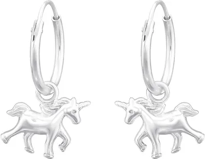Produktbild von Einhorn Ohrringe für Kinder: Creolen aus 925 Silber