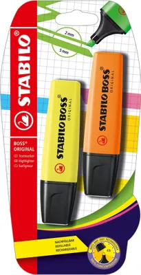 Immagine prodotto di STABILO Boss Original evidenziatore 2 pz Punta smussata Arancione, Giallo