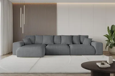 Produktbild von Ecksofa mit Schlaffunktion und Bettkasten ESKAR-L2 - 364x176x72 cm  Dunkelgrau - Corner Sofa Bett Eckcouch Couch L-Form Schlafcouch Ausziehbar Wohnlandschaft Schlafsofa Cauchsofa