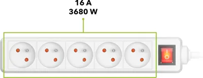 Produktbild von AlzaPower Verlängerungskabel 230V 5 Steckdosen mit Schalter 5m weiß