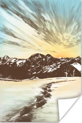 Produktbild von MuchoWow® Poster Berg - Strand - Meer 40x60 cm - Plakate für die Wand - Poster Babyzimmer