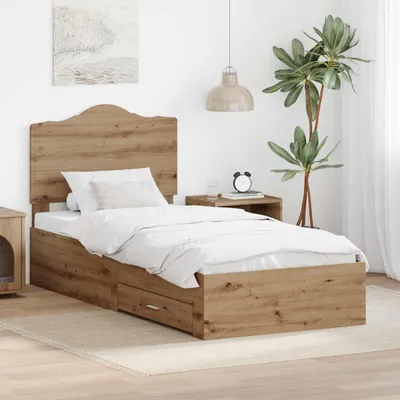 Obrázek produktu pro Maison Exclusive – rám postele s čelem Artisan-Eiche 90 x 200 cm dřevěný materiál