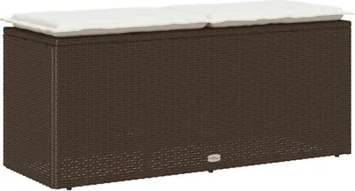 Obrázok produktu pre Záhradná lavica s vankúšom hnedá 110x40x44 cm Poly ratan