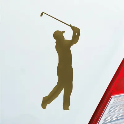 Produktbild von Auto Aufkleber Golfer Golf Minigolf Sport WGC PGA 10x4 cm Gold Sticker Heckscheibenaufkleber