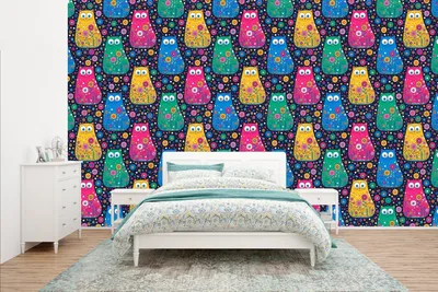 Obrázek produktu pro MuchoWow® Fototapety do obývacího pokoje nebo ložnice tapety vinylové motivy tapety Kočka - duha - květiny 435x260cm