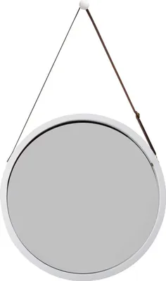 Produktbild von Wandspiegel Rund Flur Spiegel Badspiegel mit Verstellbarer Lederband 45cm (Weiß, 45 cm)