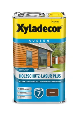 Produktbild von Xyladecor Holzschutz-Lasur Plus, Nussbaum, 2,5L - Maximaler Wetterschutz und einfachste Anwendung