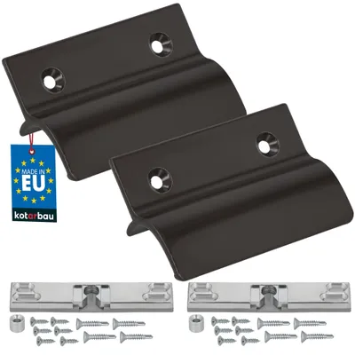 Immagine prodotto di KOTARBAU® 2 Pezzi Maniglia Esterna per Porta del Balcone con Chiusura a Scatto Maniglia per Porta Terrazza con Distanziale e Scatto Marrone