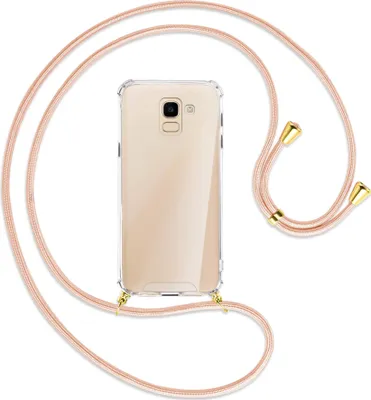 Produktbild von Handykette Backcover-Schutzhülle mit Band (Metall goldfarben) für Samsung Galaxy J6 2018 - rose peach