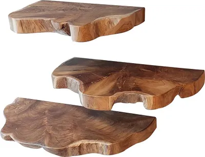 Produktbild von KAWOLA Wandregal KURA 3-tlg. Teakholz massiv natur
