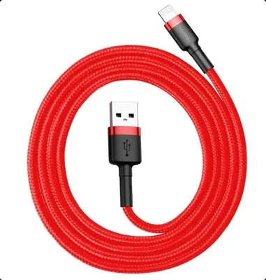 Produktbild von Baseus Cafule, 1 m, Lightning, USB A, Männlich, Männlich, Schwarz, Rot