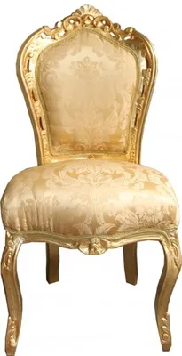 Produktbild von Casa Padrino Barock Esszimmer Stuhl Gold Blumen Muster / Gold ohne Armlehnen - Antik Möbel