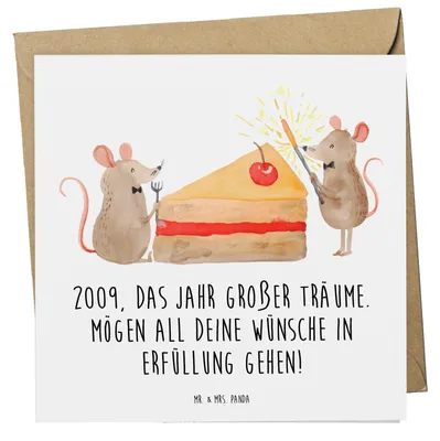 Produktbild von Mr. & Mrs. Panda Grußkarte 2009 Geburtstag - Weiß - Geschenk, Jahrgang, anlasskarte, Jahrestag, Alter, Geschenkideen, Jahr der Geburt, Geburtstagsgeschenk, doppelkarte