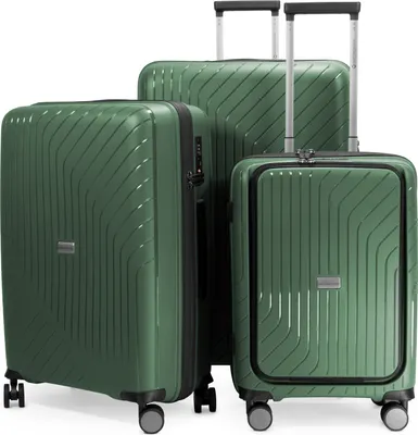 Produktbild von HAUPTSTADTKOFFER TXL 3er Kofferset leichte robuste Reise-Trolleys Laptop-Fach Koffer auf Rollen Gepäck-Set Reisekoffer lightweight Travel Bags,,Dunkelgrün