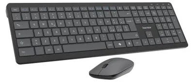 Produktbild von Vultech KM-851W, Kabellos, RF kabellos + USB, Scherenschalter, QWERTY, Schwarz, Maus enthalten