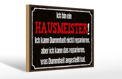 Produktbild von Holzschild Spruch 30x20cm bin Hausmeister kann reparieren