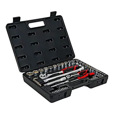 Produktbild von STIER Steckschlüsselsatz, 54 teilig, 1/4 Zoll und 1/2 Zoll, Schraubenschlüssel und Bits, Bitsatz, Ratschenschlüsselset, Steckschlüssel, Ratsche, Bit Set