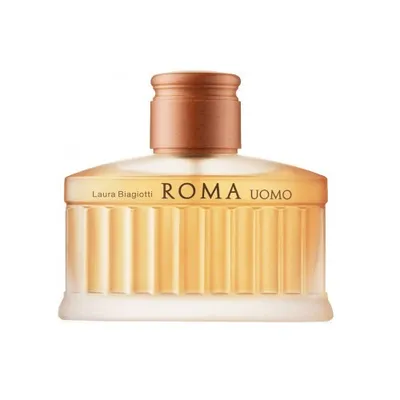 Obrázek produktu pro Laura Biagiotti Roma Uomo, Pánské, 40 ml, Nedoplnitelná lahvička, Bazalka, Grep, Laurel, Mandarinka, Pelargónie, Jantar, Cedr, Massoia, Pižmo, Santalové dřevo, Vanilka