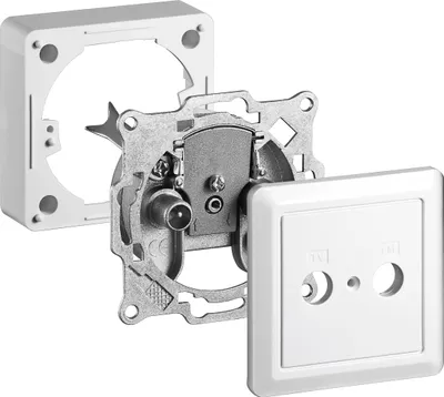 Produktbild von Wentronic KomplettsSet: 2-Loch Antennen-Stich-/End-Dose, 1 Stk. im Karton, Weiß - inkl. Abdeckung und Rahmen, 1 dB Anschlussdämpfung