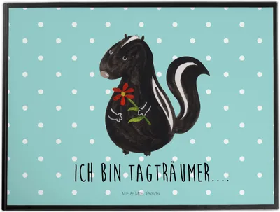 Produktbild von Mr. & Mrs. Panda Schreibunterlage Stinktier Blume - Türkis Pastell - Geschenk, Dreams, schreibtischunterlagen, Schreibtischauflage, Träume, Skunk, malunterlagen, Raubtier