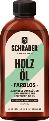 Produktbild von Schrader Holz Öl Farblos - Pflegeöl für Holzoberflächen  - Inhalt 250ml, S0425001