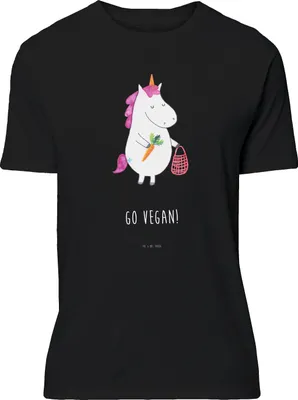 Produktbild von Mr. & Mrs. Panda T-Shirt Einhorn Vegan - Schwarz - Geschenk, Veganismus, Unicorn, Veganer, Shirt, Gesund essen, Tshirt, Leben, Rohkost, Lustiges, mit Aufdruck, S