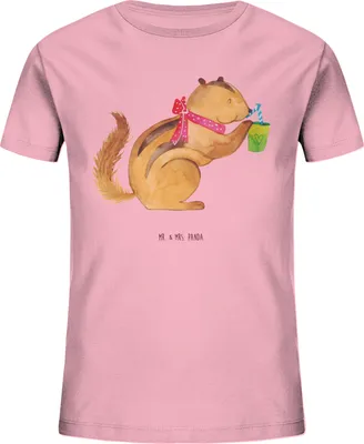Produktbild von Mr. & Mrs. Panda Kleinkinder T-Shirt Eichhörnchen Smoothie 7-8 Jahre (122/128) - Baumwolle Pink - Geschenk, Green Smoothies, Baumwoll Kinder, Jungen, Teenager, Kindershirt