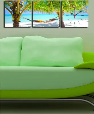 Produktbild von Opviq, 3P2828CS- CLA2673, Bunt, Wanduhren, 90 x 28 cm, 100% Wildleder -Leinwand