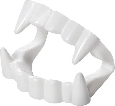 Zdjęcie produktu dla wampirzy zęby 5,5 x 4 cm - 12 sztuk - plastik - idealny do Halloween kostiumów - Vemera