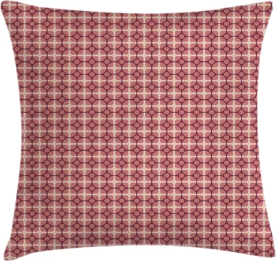 Produktbild von ABAKUHAUS Geometrisch Kissenbezug, Abstrakte Kreise und Tupfen in der Sechziger-Art, 50 x 50 cm, Pale Rubin Pale Salmon