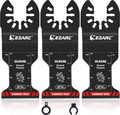 Image de EZARC Lames de scie multi-outils au carbure de tungstène 3pcs - pour métal clous bois plâtre construction à sec PVC
