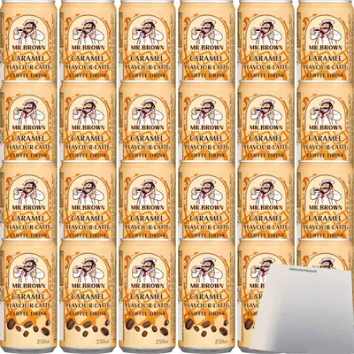 Produktbild von Mr. Brown Coffee Drink Caramel Flavour Latte (24x0,25l Dosen) + usy Block