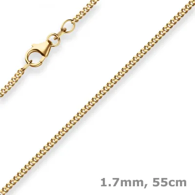Produktbild von 1,7mm Panzerkette Goldkette Collier Halskette aus 750 Gold Gelbgold 55cm