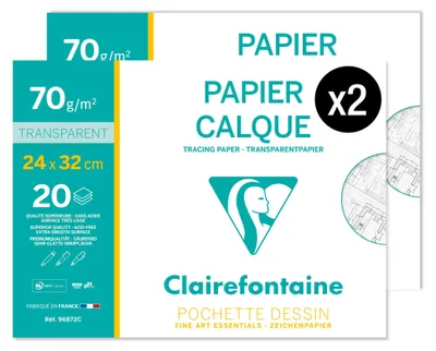 Immagine prodotto di Clairefontaine 96872AMZC: 2 raccoglitori con 20 fogli di carta trasparente A4+, grammatura 70g