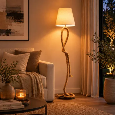 Produktbild von Stehlampe, 175 cm Höhe, Ø 40 cm, E27, max. 40 W, Seil/Textil/Metall