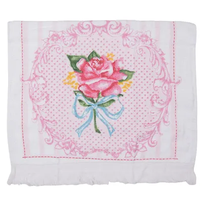Produktbild von Clayre & Eef Gästehandtuch 40x66 cm Rosa Blau Baumwolle Rose