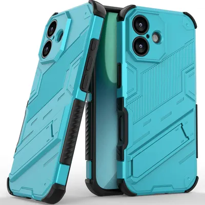 Produktbild von Armor Hülle für iPhone 17 Hybrid PC TPU Bumper Stoßfestes Schutzhülle mit Standfunktion Blau