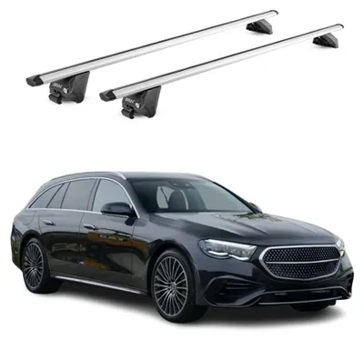 Image de Barres de toit pour Mercedes Classe E S213 Break 2016-2023 100 kg Aluminium argenté 2x ABE, Image générée par une IA