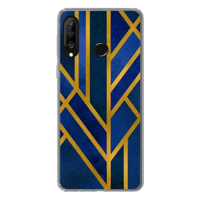 Produktbild von MuchoWow® Handyhülle Schutzhülle Hülle für Huawei P30 Lite Gold - Blau - Luxus Silikon Softcase Handy Hülle - Handyhülle