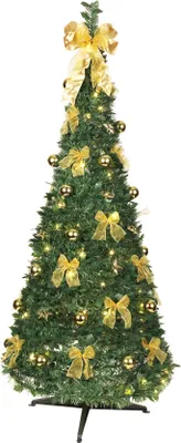 Produktbild von Best Season LED-Tannenbaum mit goldener Deko, beleuchtet ca. 190 cm, 144 LED w/w, faltbar, 8 Fkt., 603-91