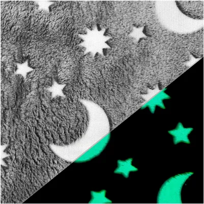Wellness Fleece Sternenhimmel Glow in the Dark Zuschnitt ab 1x1,65m Fleece-Stoff grau